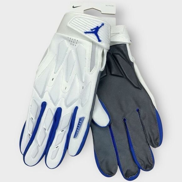 Nike Jordan D-Tack 7.0 White/Signal Blue Football Gloves HQ5969-161 Size 2XL New - Picture 1 of 6